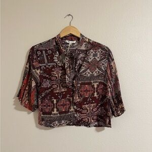 5/$55 !! 🔥 Honey Punch Burgundy Patterned Blouse